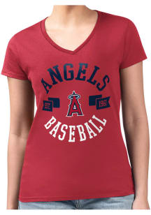 4Her Los Angeles Angels Womens Red City Fitted Design Short Sleeve T-Shirt