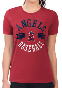 4Her Los Angeles Angels Womens Red City Fitted Short Sleeve T-Shirt