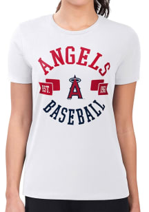 4Her Los Angeles Angels Womens White City Fitted Design Short Sleeve T-Shirt