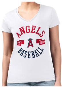 4Her Los Angeles Angels Womens White City Fitted Short Sleeve T-Shirt