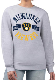 4Her Milwaukee Brewers Womens Grey City Crew Sweatshirt