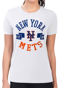 4Her New York Mets Womens White City Fitted Design Short Sleeve T-Shirt