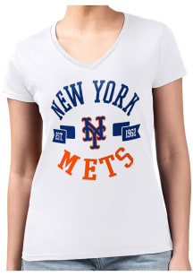 4Her New York Mets Womens White City Fitted Short Sleeve T-Shirt