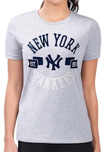 4Her New York Yankees Womens Grey City Fitted Short Sleeve T-Shirt