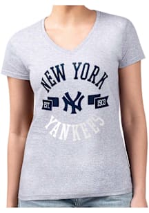 4Her New York Yankees Womens Grey City Fitted Design Short Sleeve T-Shirt