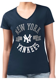 4Her New York Yankees Womens Navy Blue City Fitted Design Short Sleeve T-Shirt
