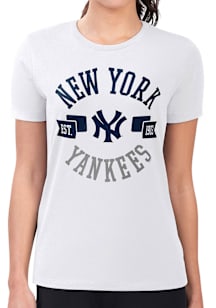 4Her New York Yankees Womens White City Fitted Short Sleeve T-Shirt