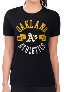 4Her Oakland Athletics Womens Black City Fitted Design Short Sleeve T-Shirt