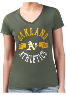 4Her Oakland Athletics Womens Green City Fitted Short Sleeve T-Shirt