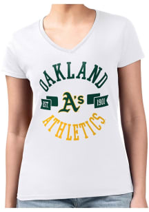 4Her Oakland Athletics Womens White City Fitted Design Short Sleeve T-Shirt