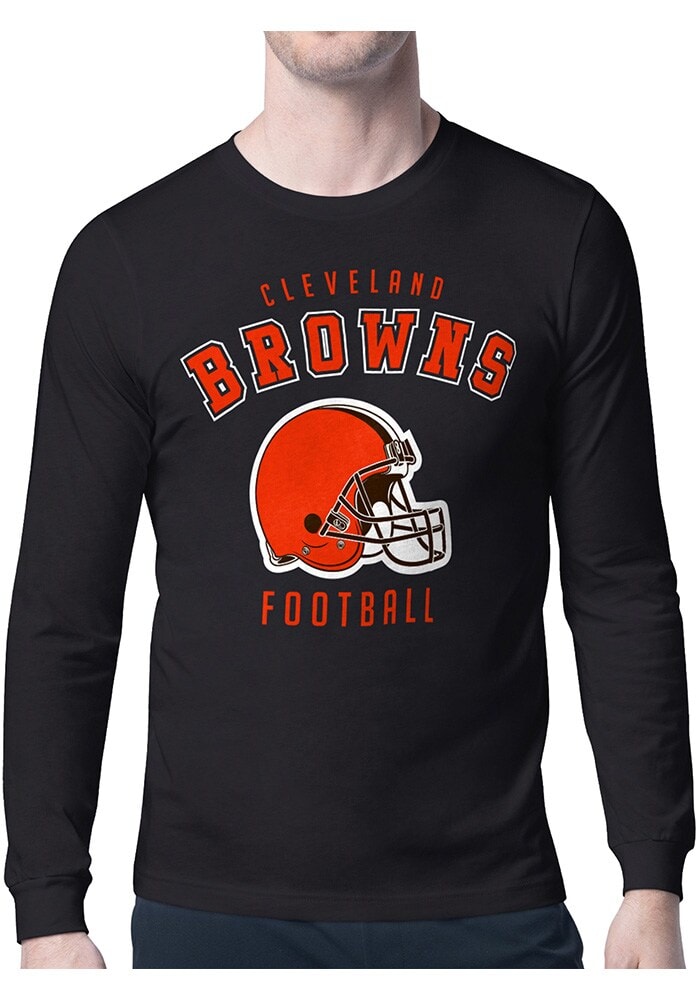 Starter Cleveland Browns Logo Long Sleeve T Shirt BLACK - 43440629