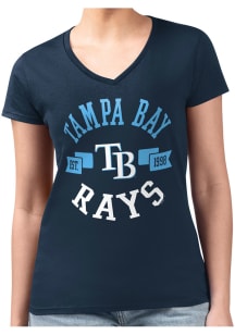 4Her Tampa Bay Rays Womens Navy Blue City Fitted Short Sleeve T-Shirt