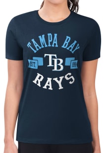 4Her Tampa Bay Rays Womens Navy Blue City Fitted Design Short Sleeve T-Shirt