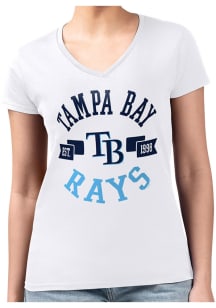 4Her Tampa Bay Rays Womens White City Fitted Design Short Sleeve T-Shirt