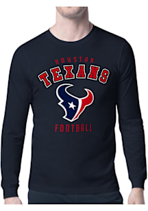 Starter Houston Texans Navy Blue Logo Long Sleeve T Shirt
