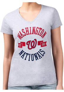 4Her Washington Nationals Womens Grey City Fitted Short Sleeve T-Shirt