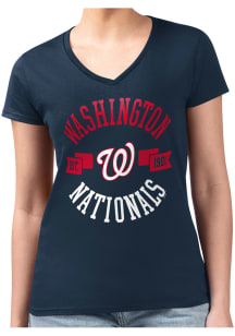 4Her Washington Nationals Womens Navy Blue City Fitted Design Short Sleeve T-Shirt