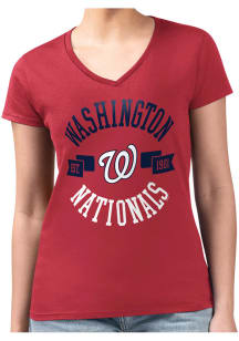 4Her Washington Nationals Womens Red City Fitted Design Short Sleeve T-Shirt