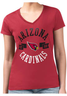 4Her Arizona Cardinals Womens Red City Fitted Design Short Sleeve T-Shirt