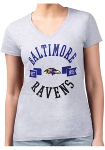 4Her Baltimore Ravens Womens Grey City Fitted Design Short Sleeve T-Shirt