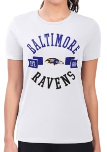 4Her Baltimore Ravens Womens White City Fitted Short Sleeve T-Shirt