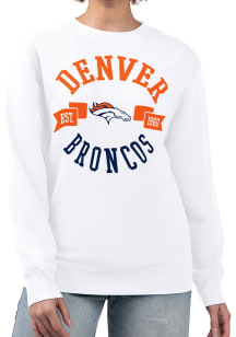 4Her Denver Broncos Womens White City Crew Sweatshirt