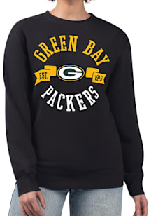 4Her Green Bay Packers Womens Black City Crew Sweatshirt