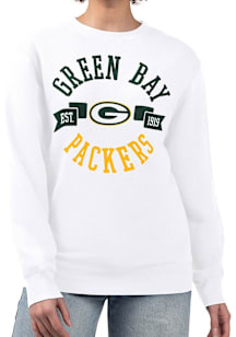 4Her Green Bay Packers Womens White City Crew Sweatshirt