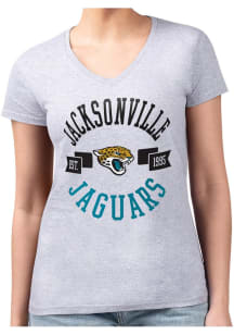 4Her Jacksonville Jaguars Womens Grey City Fitted Design Short Sleeve T-Shirt
