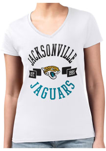 4Her Jacksonville Jaguars Womens White City Fitted Design Short Sleeve T-Shirt