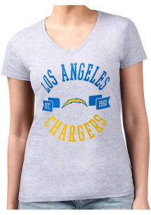 4Her Los Angeles Chargers Womens Grey City Fitted Short Sleeve T-Shirt