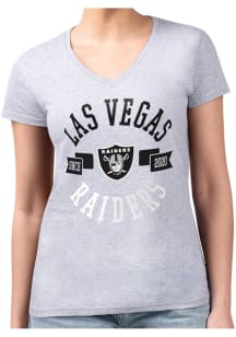 4Her Las Vegas Raiders Womens Grey City Fitted Design Short Sleeve T-Shirt