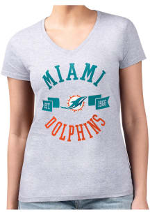 4Her Miami Dolphins Womens Grey City Fitted Design Short Sleeve T-Shirt