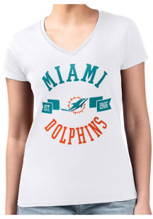 4Her Miami Dolphins Womens White City Fitted Short Sleeve T-Shirt