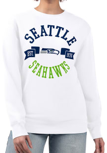 4Her Seattle Seahawks Womens White City Crew Sweatshirt