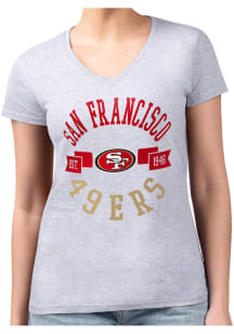 4Her San Francisco 49ers Womens Grey City Fitted Design Short Sleeve T-Shirt