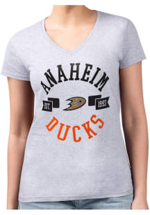 4Her Anaheim Ducks Womens Grey City Fitted Design Short Sleeve T-Shirt