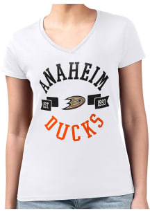 4Her Anaheim Ducks Womens White City Fitted Short Sleeve T-Shirt