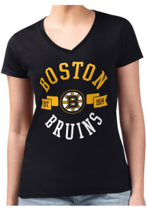4Her Boston Bruins Womens Black City Fitted Design Short Sleeve T-Shirt
