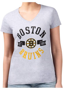4Her Boston Bruins Womens Grey City Fitted Short Sleeve T-Shirt