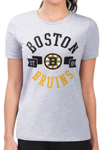4Her Boston Bruins Womens Grey City Fitted Design Short Sleeve T-Shirt