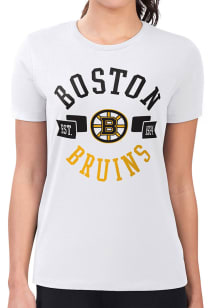 4Her Boston Bruins Womens White City Fitted Design Short Sleeve T-Shirt
