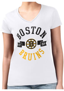 4Her Boston Bruins Womens White City Fitted Short Sleeve T-Shirt