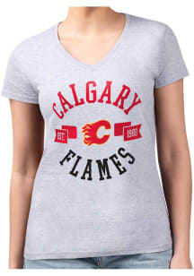 4Her Calgary Flames Womens Grey City Fitted Short Sleeve T-Shirt