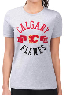 4Her Calgary Flames Womens Grey City Fitted Design Short Sleeve T-Shirt