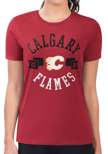 4Her Calgary Flames Womens Red City Fitted Short Sleeve T-Shirt