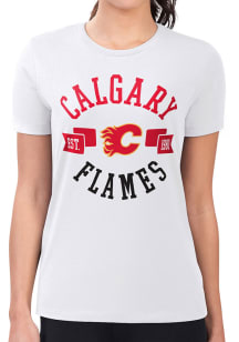 4Her Calgary Flames Womens White City Fitted Short Sleeve T-Shirt