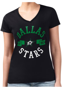 4Her Dallas Stars Womens Black City Fitted Short Sleeve T-Shirt