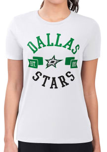 4Her Dallas Stars Womens White City Fitted Design Short Sleeve T-Shirt