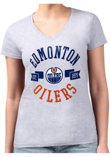 4Her Edmonton Oilers Womens Grey City Fitted Design Short Sleeve T-Shirt